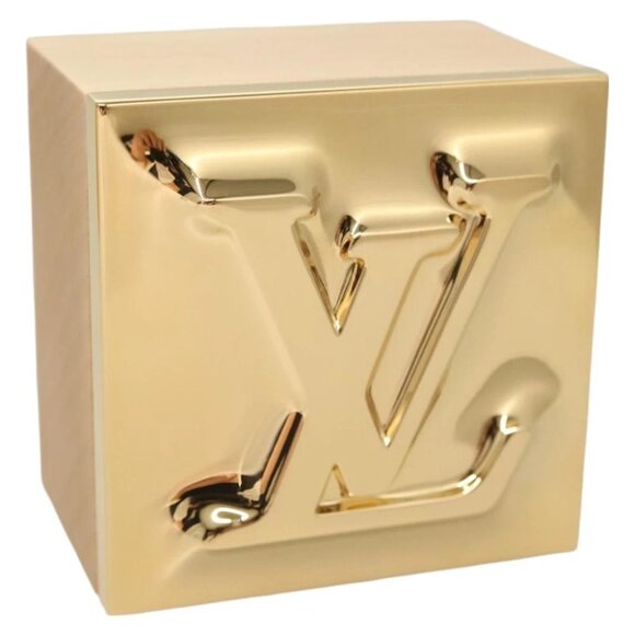 LOUIS VUITTON Monogram Metalgram Box metal Gold GI1139 LV Auth - Picture 1 of 16